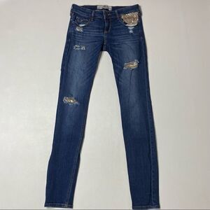 Hollister | Skinny Pink Blingy Factory Distressed Jeans